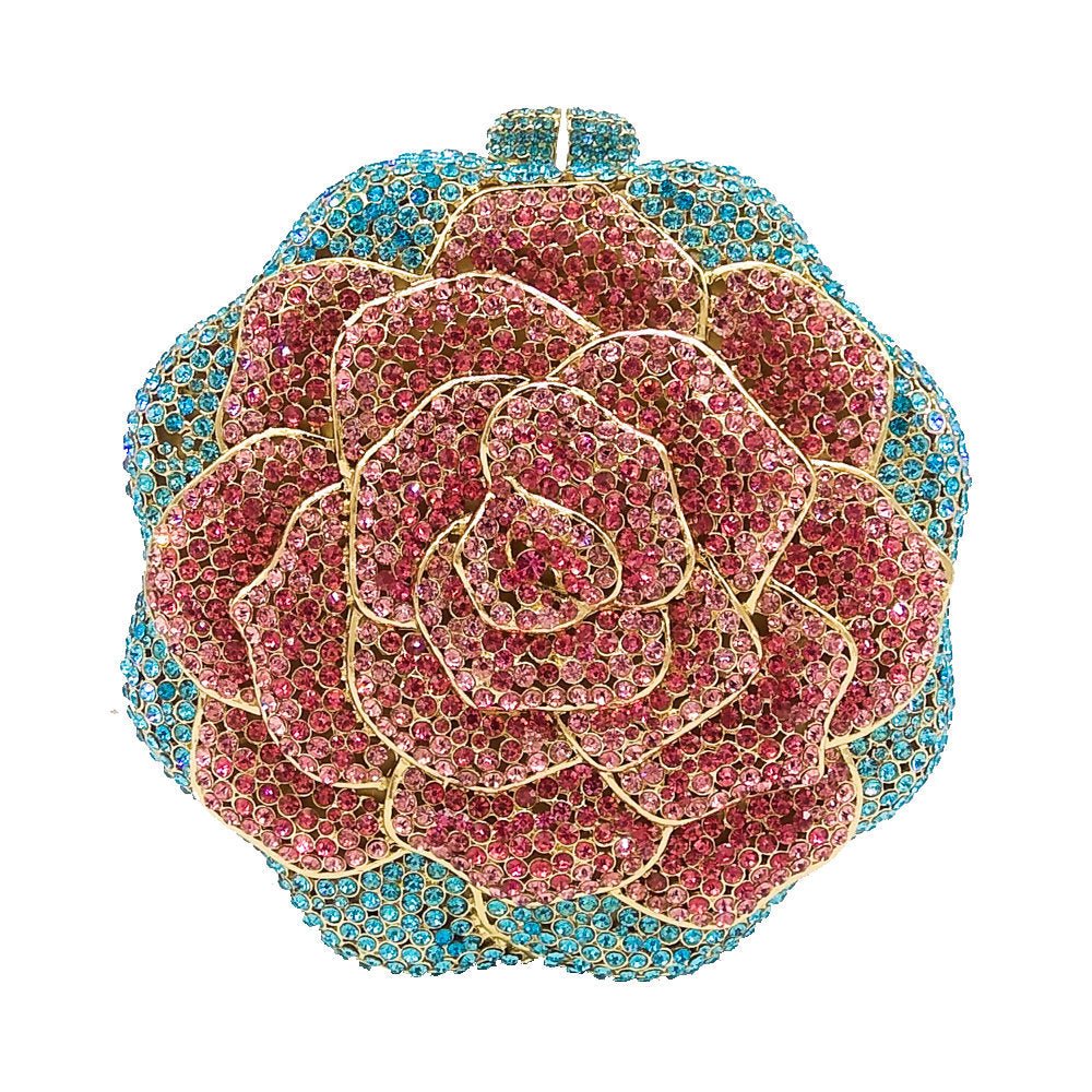 Sac de soirée pour dames avec design floral incrusté de diamants scintillants - IVOIRART.COM