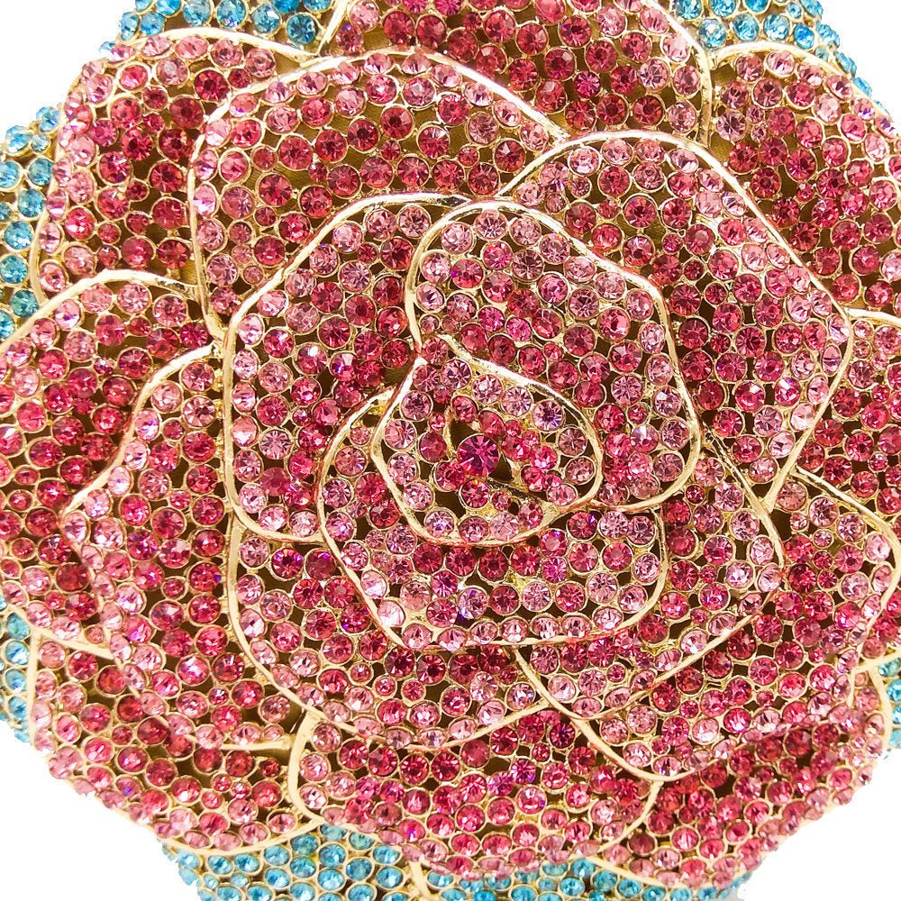 Sac de soirée pour dames avec design floral incrusté de diamants scintillants - IVOIRART.COM