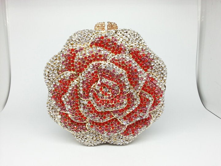 Sac de soirée pour dames avec design floral incrusté de diamants scintillants - IVOIRART.COM