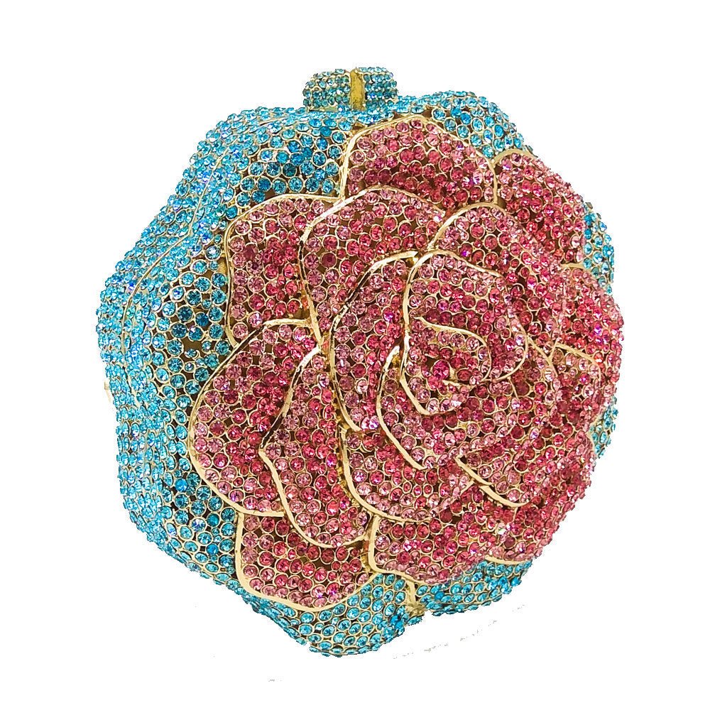 Sac de soirée pour dames avec design floral incrusté de diamants scintillants - IVOIRART.COM