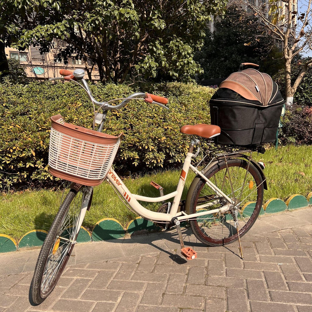 Sac de transport pliable en toile pour animaux, siège arrière, couleur marron café - IVOIRART.COM