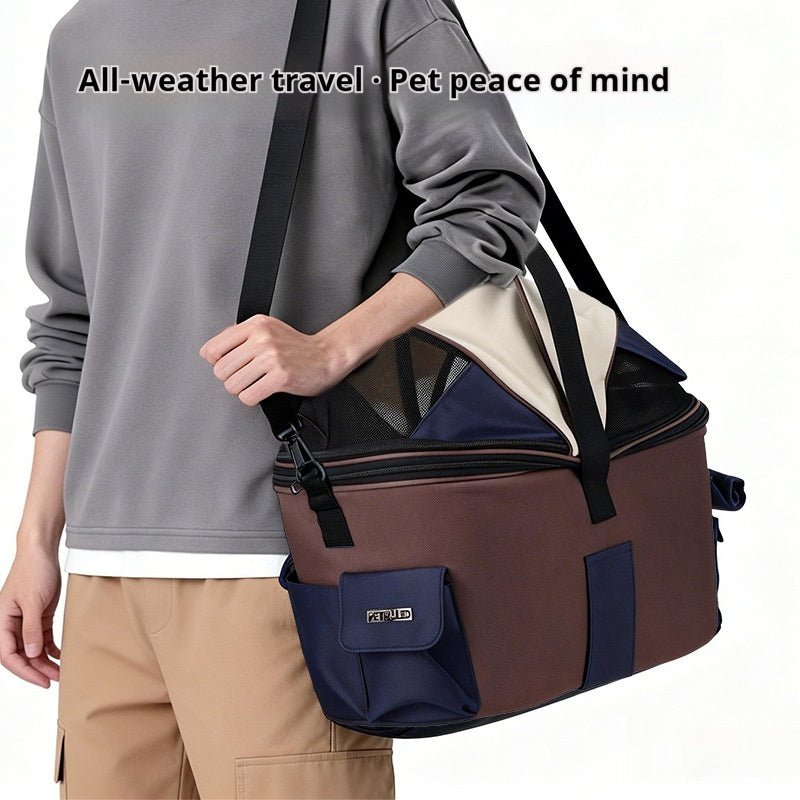Sac de transport pliable en toile pour animaux, siège arrière, couleur marron café - IVOIRART.COM