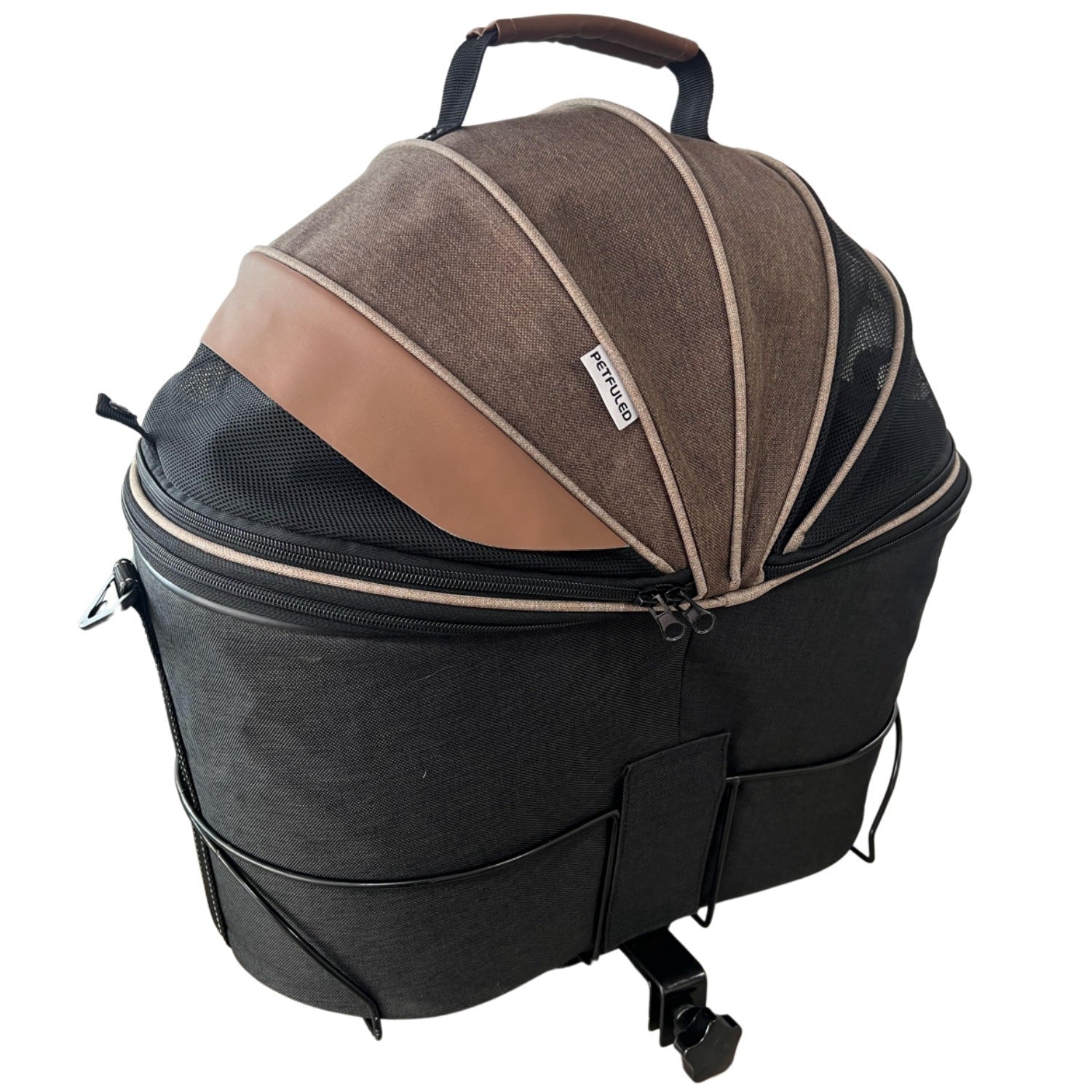 Sac de transport pliable en toile pour animaux, siège arrière, couleur marron café - IVOIRART.COM