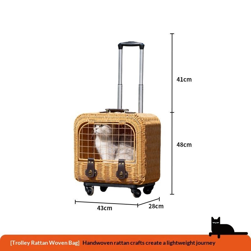 Sac de transport rigide en rotin tressé avec ventilation et poignée escamotable - IVOIRART.COM