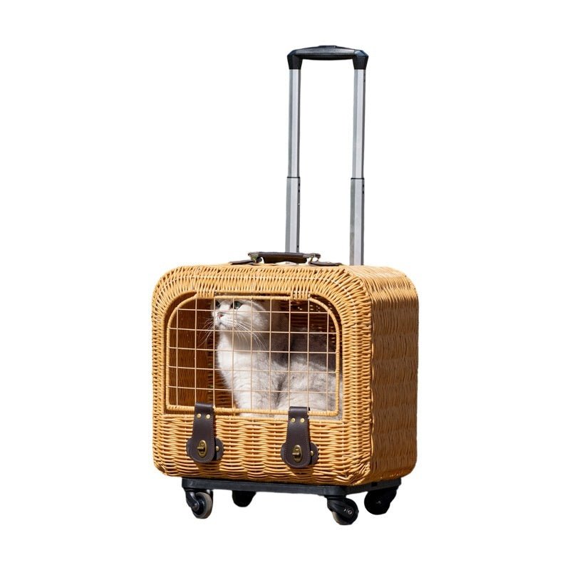Sac de transport rigide en rotin tressé avec ventilation et poignée escamotable - IVOIRART.COM