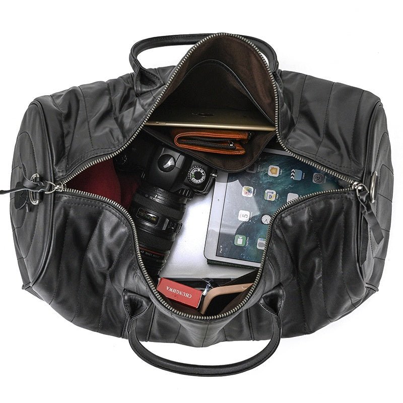 Sac de Voyage Noir Décontracté pour Homme, Style Mode, Cuir Véritable Résistant - IVOIRART.COM