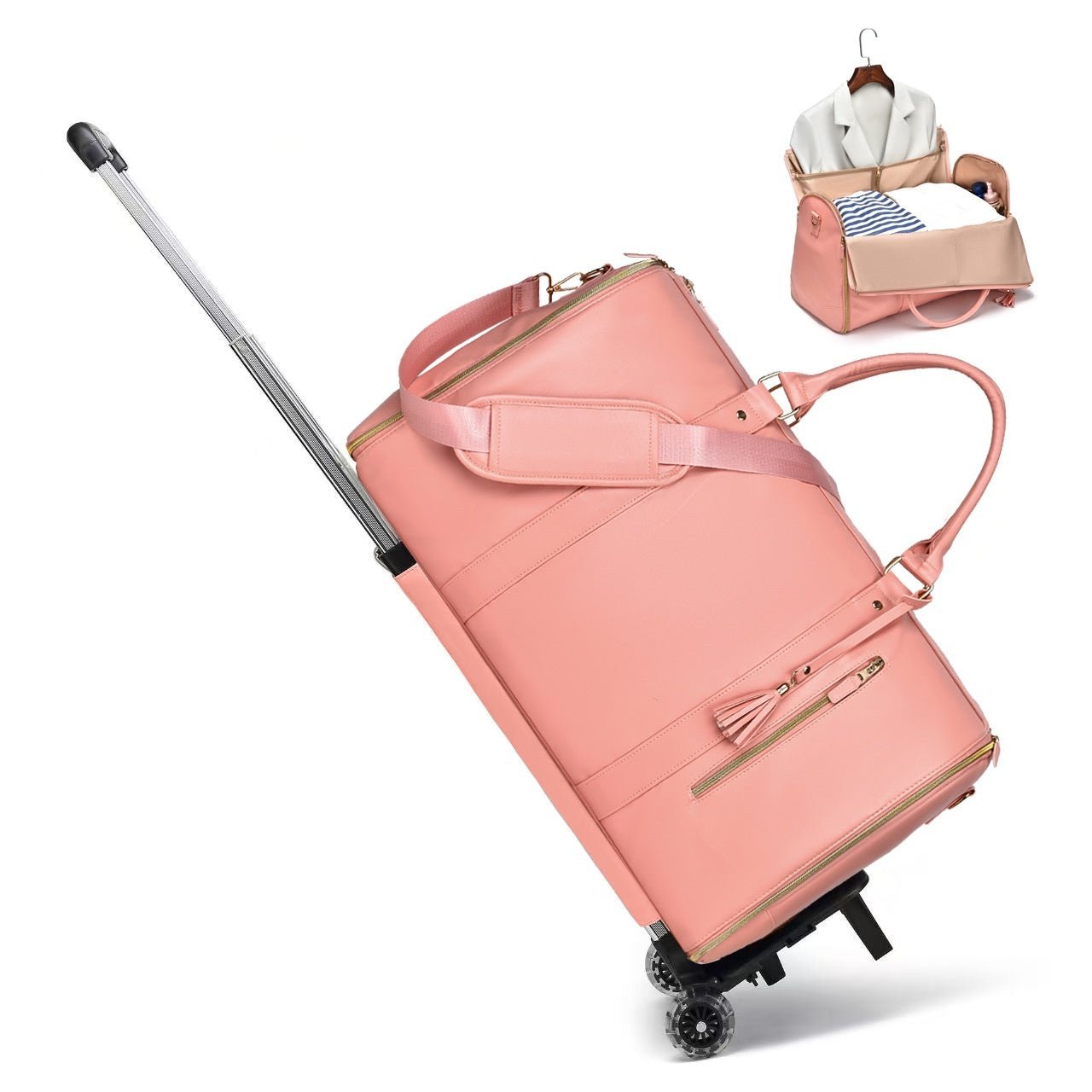 Sac de voyage pliable pour costume femmes en PU — bagage à main léger et étanche - IVOIRART.COM