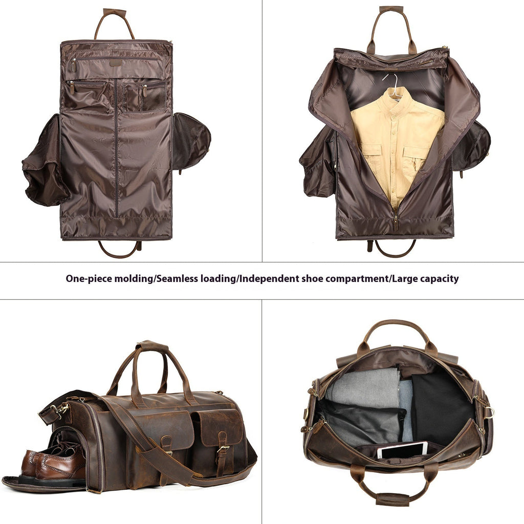Sac de voyage portable à main en cuir véritable, résistant et élégant, marron ou noir - IVOIRART.COM