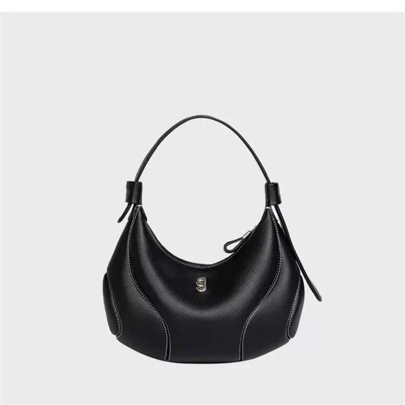 Sac d'Épaule Demi-Lune Pour Femme Style Baseball avec Bandoulière Double Noir - IVOIRART.COM