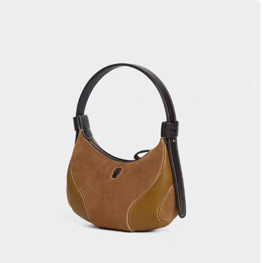 Sac d'Épaule Demi-Lune Pour Femme Style Baseball avec Bandoulière Double Noir - IVOIRART.COM