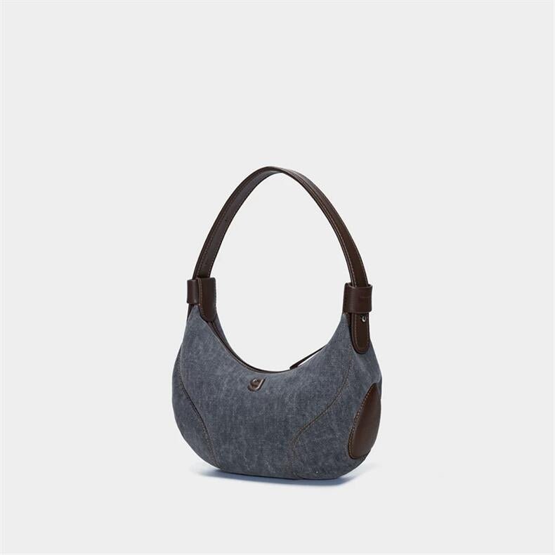 Sac d'Épaule Demi-Lune Pour Femme Style Baseball avec Bandoulière Double Noir - IVOIRART.COM