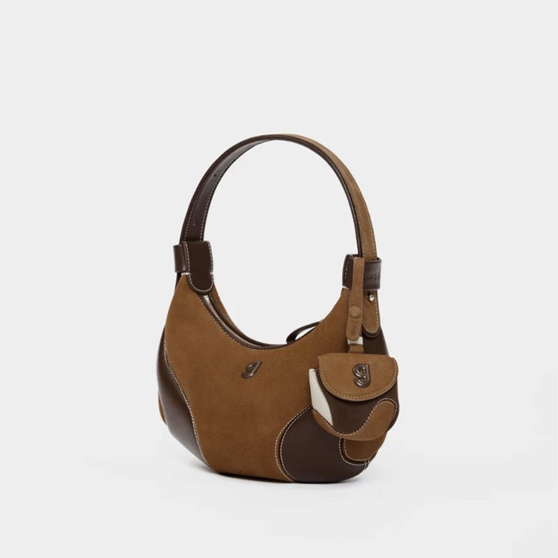 Sac d'Épaule Demi-Lune Pour Femme Style Baseball avec Bandoulière Double Noir - IVOIRART.COM