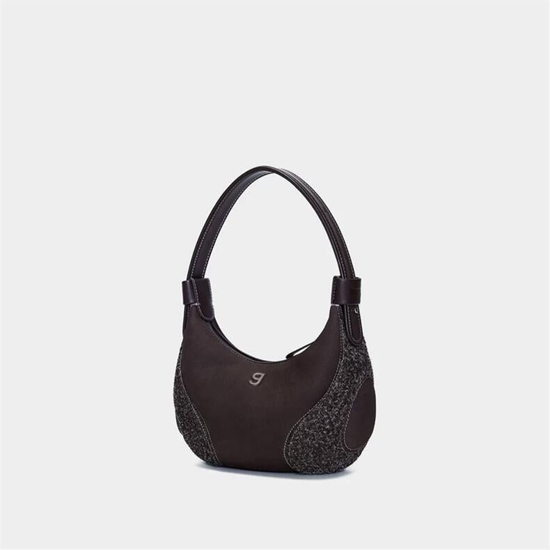 Sac d'Épaule Demi-Lune Pour Femme Style Baseball avec Bandoulière Double Noir - IVOIRART.COM