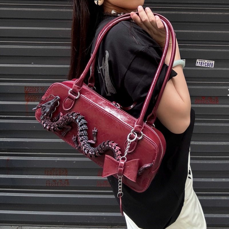 Sac designer nouveau style chinois Modèle Dragon Rouge Bowling Haut de gamme - IVOIRART.COM
