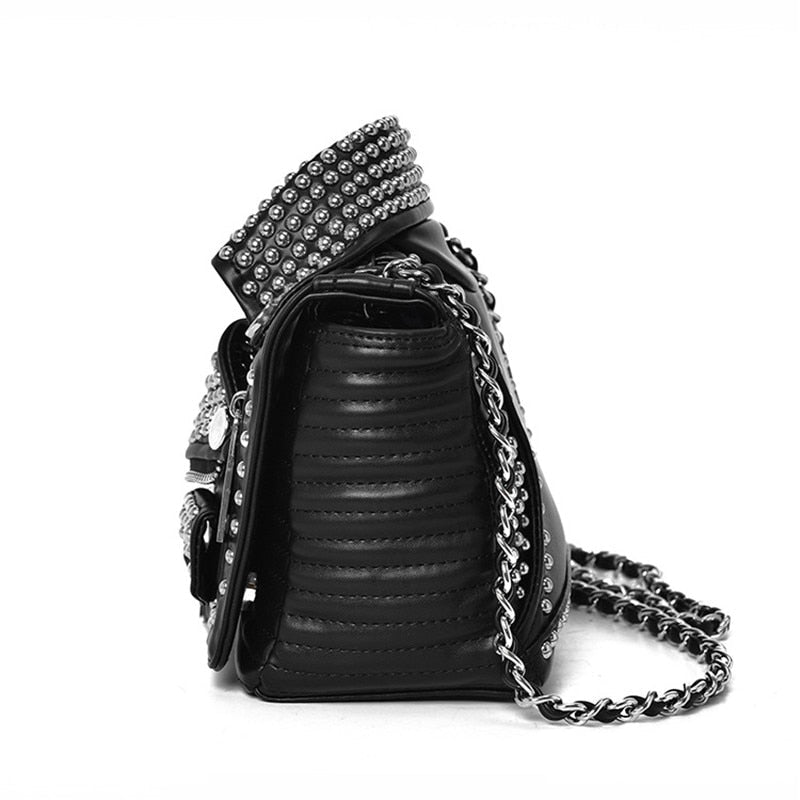 Sac d'été femme personnalisé à rivets, bandoulière chaîne, motif écossais dorés. - IVOIRART.COM