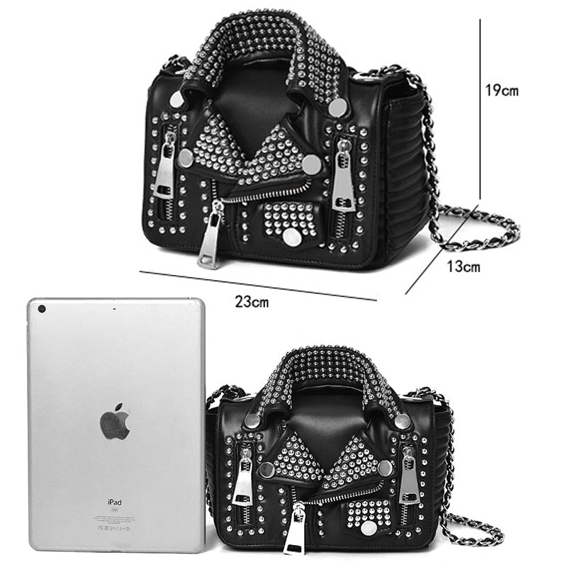 Sac d'été femme personnalisé à rivets, bandoulière chaîne, motif écossais dorés. - IVOIRART.COM