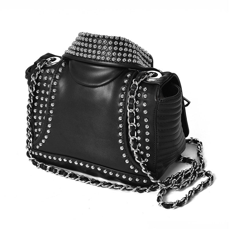 Sac d'été femme personnalisé à rivets, bandoulière chaîne, motif écossais dorés. - IVOIRART.COM
