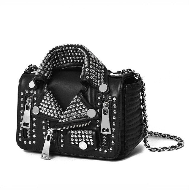 Sac d'été femme personnalisé à rivets, bandoulière chaîne, motif écossais dorés. - IVOIRART.COM
