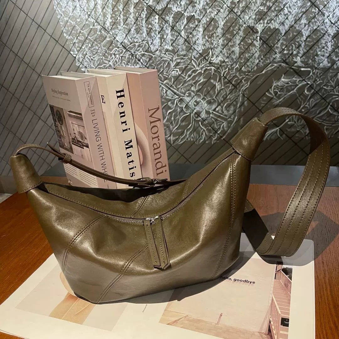 Sac dumpling cuir vachette grain supérieur, luxe léger, bandoulière et épaule - IVOIRART.COM