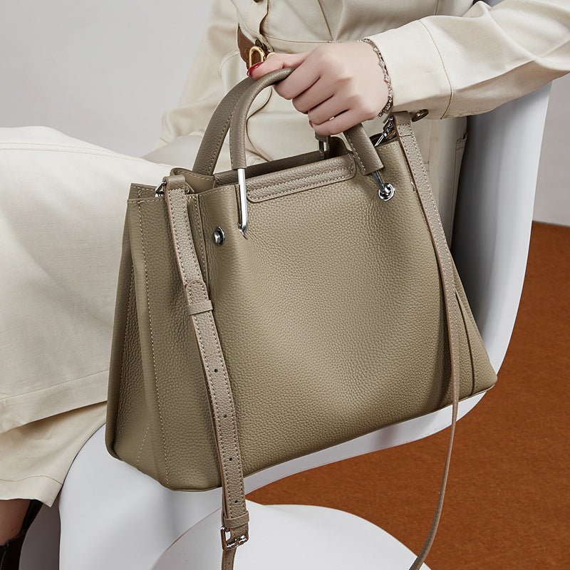Sac en cuir pleine fleur avec grande capacité - élégant et résistant 33x15x24 cm - IVOIRART.COM