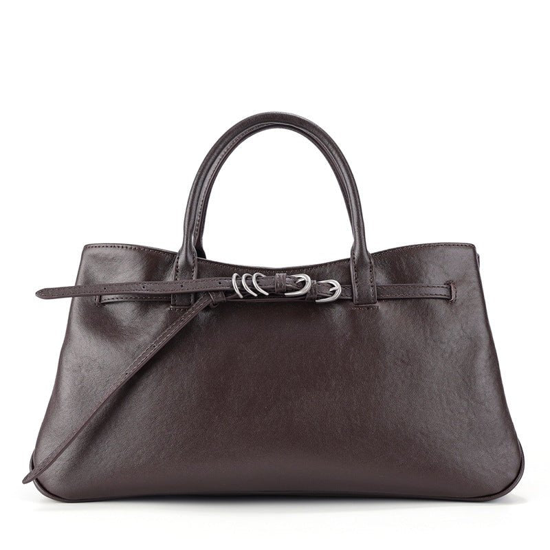 Sac en cuir pleine fleur tannage végétal style coréen minimaliste pour la ville. - IVOIRART.COM