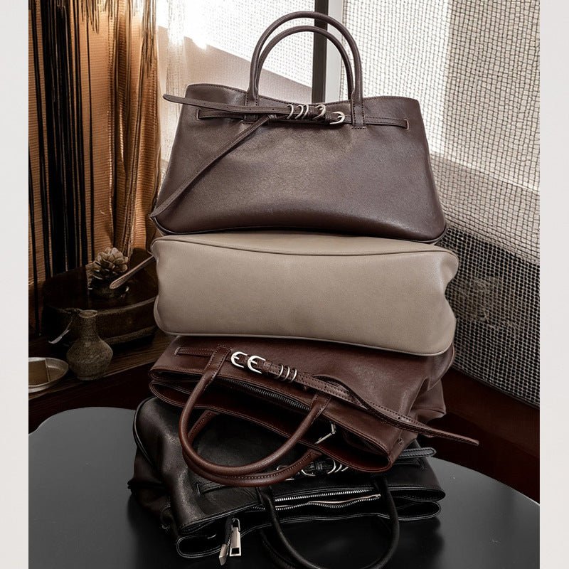 Sac en cuir pleine fleur tannage végétal style coréen minimaliste pour la ville. - IVOIRART.COM