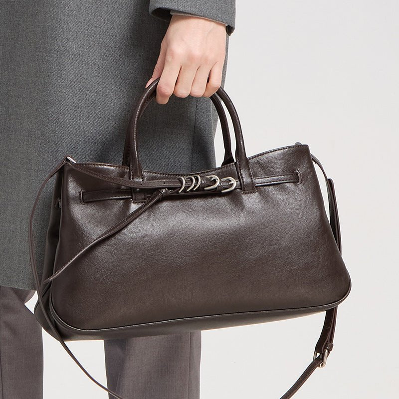 Sac en cuir pleine fleur tannage végétal style coréen minimaliste pour la ville. - IVOIRART.COM