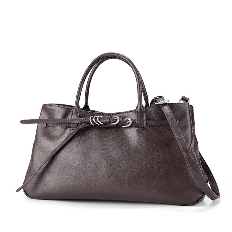 Sac en cuir pleine fleur tannage végétal style coréen minimaliste pour la ville. - IVOIRART.COM