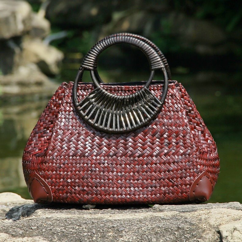 Sac en paille pour femme - sac à main plage tressé, doublure coton, zippé léger! - IVOIRART.COM