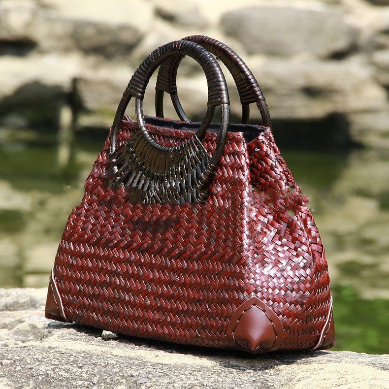 Sac en paille pour femme - sac à main plage tressé, doublure coton, zippé léger! - IVOIRART.COM
