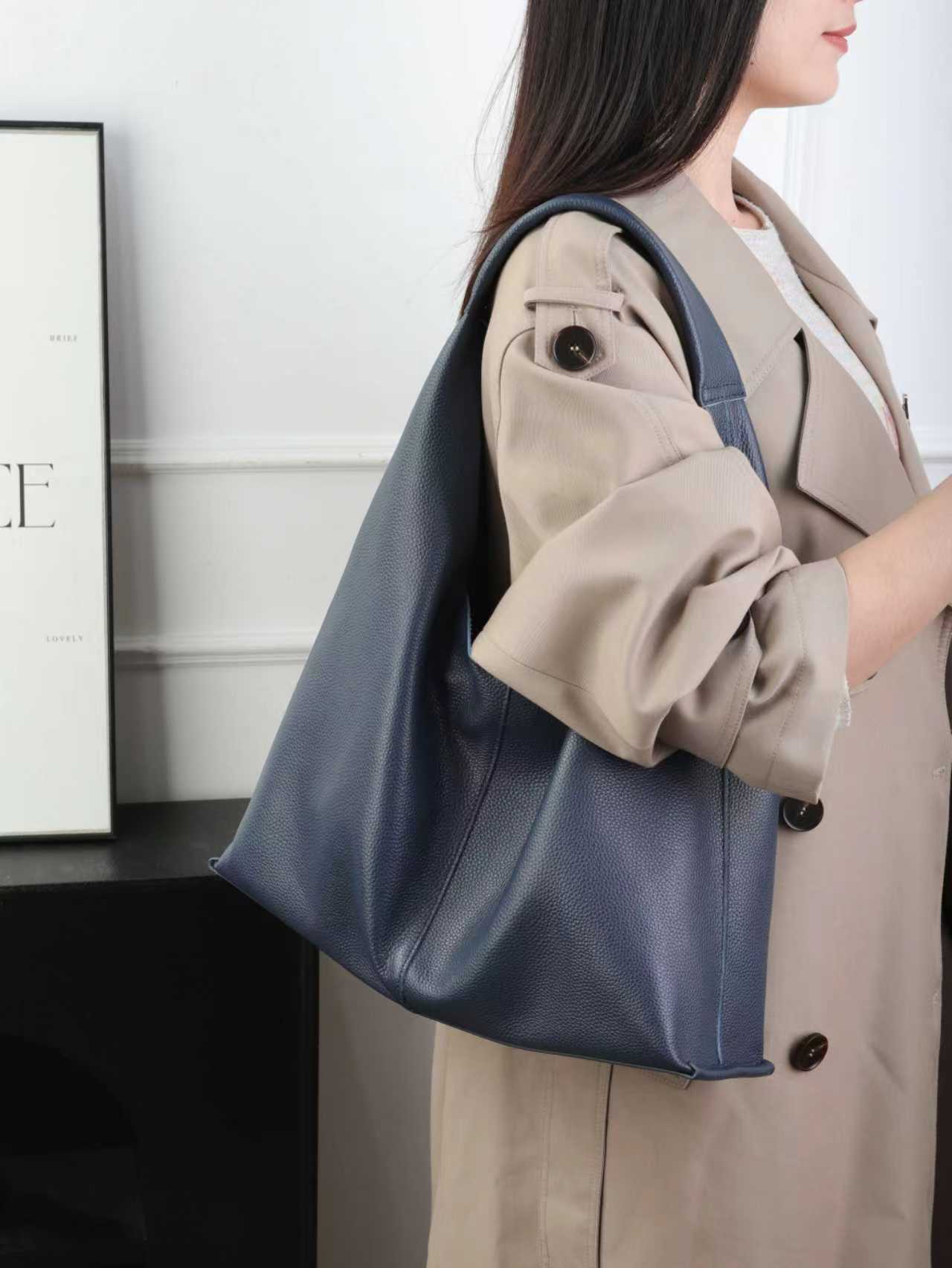 Sac épaule minimaliste en cuir pleine fleur, grande capacité, fourre-tout 2026MD - IVOIRART.COM