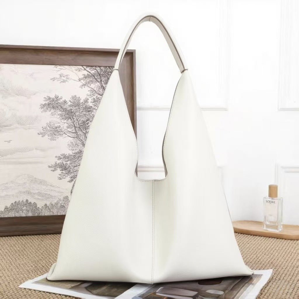 Sac épaule minimaliste en cuir pleine fleur, grande capacité, fourre-tout 2026MD - IVOIRART.COM