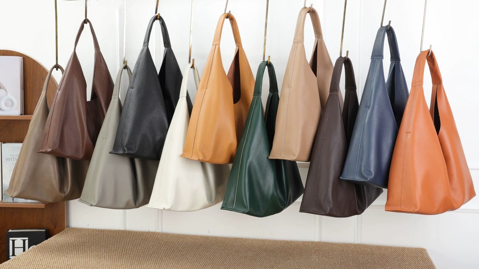 Sac épaule minimaliste en cuir pleine fleur, grande capacité, fourre-tout 2026MD - IVOIRART.COM
