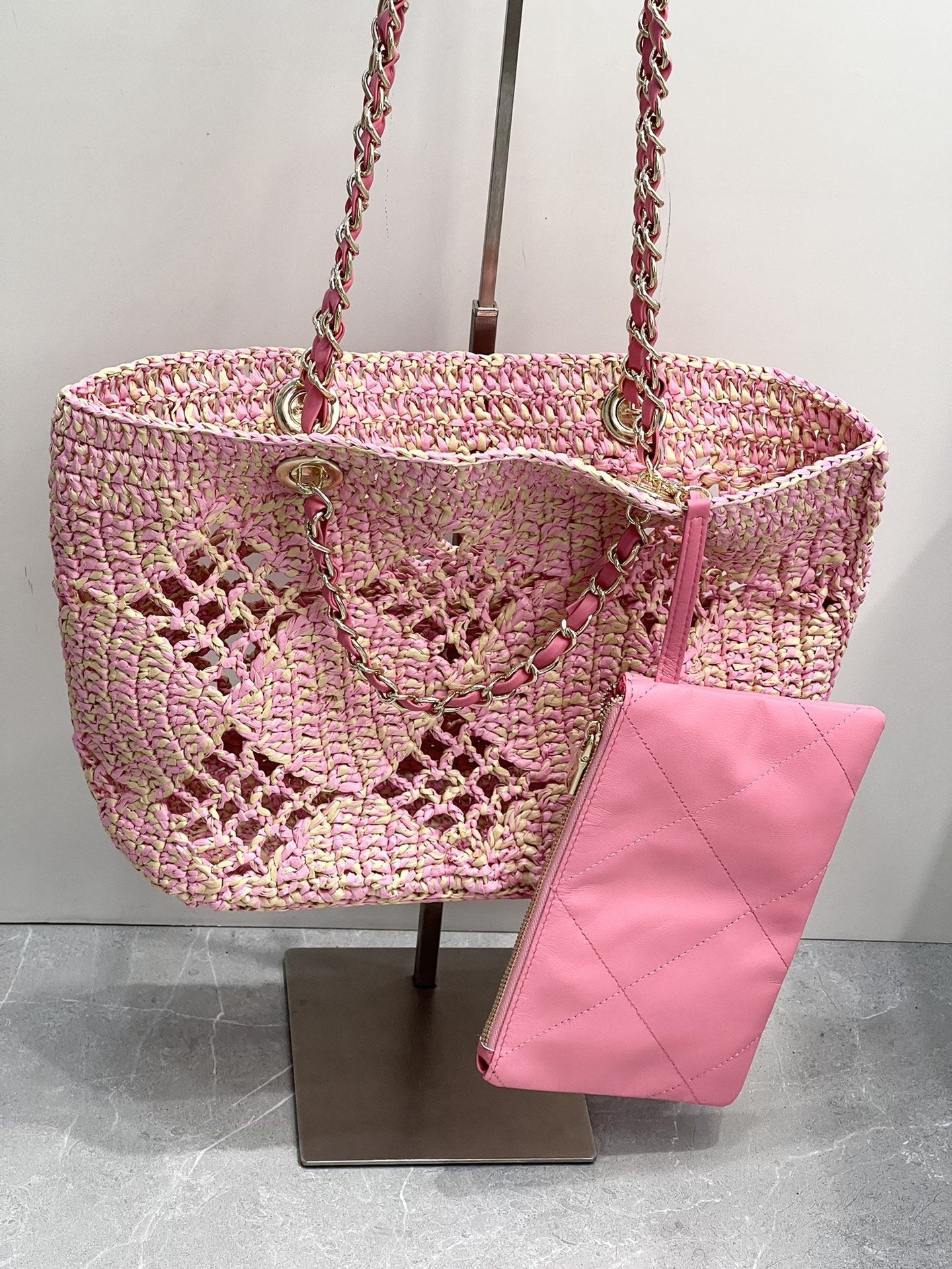 Sac épaule tressé Weaving Hollow Beach en paille, sac seau tricoté estival chic - IVOIRART.COM