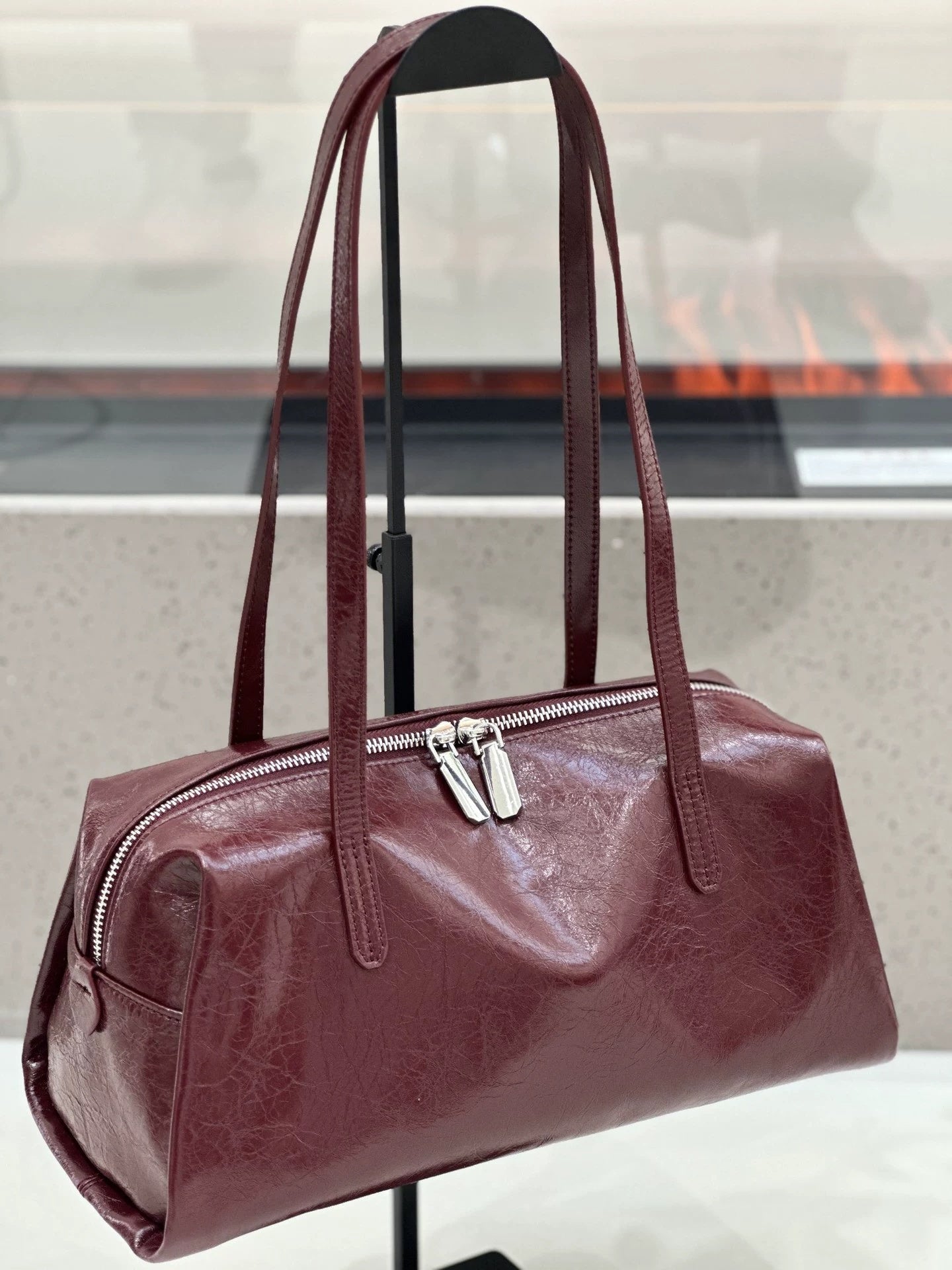 Sac femme cuir véritable Bowling grand, cuir pleine fleur huilé, grande capacité! - IVOIRART.COM
