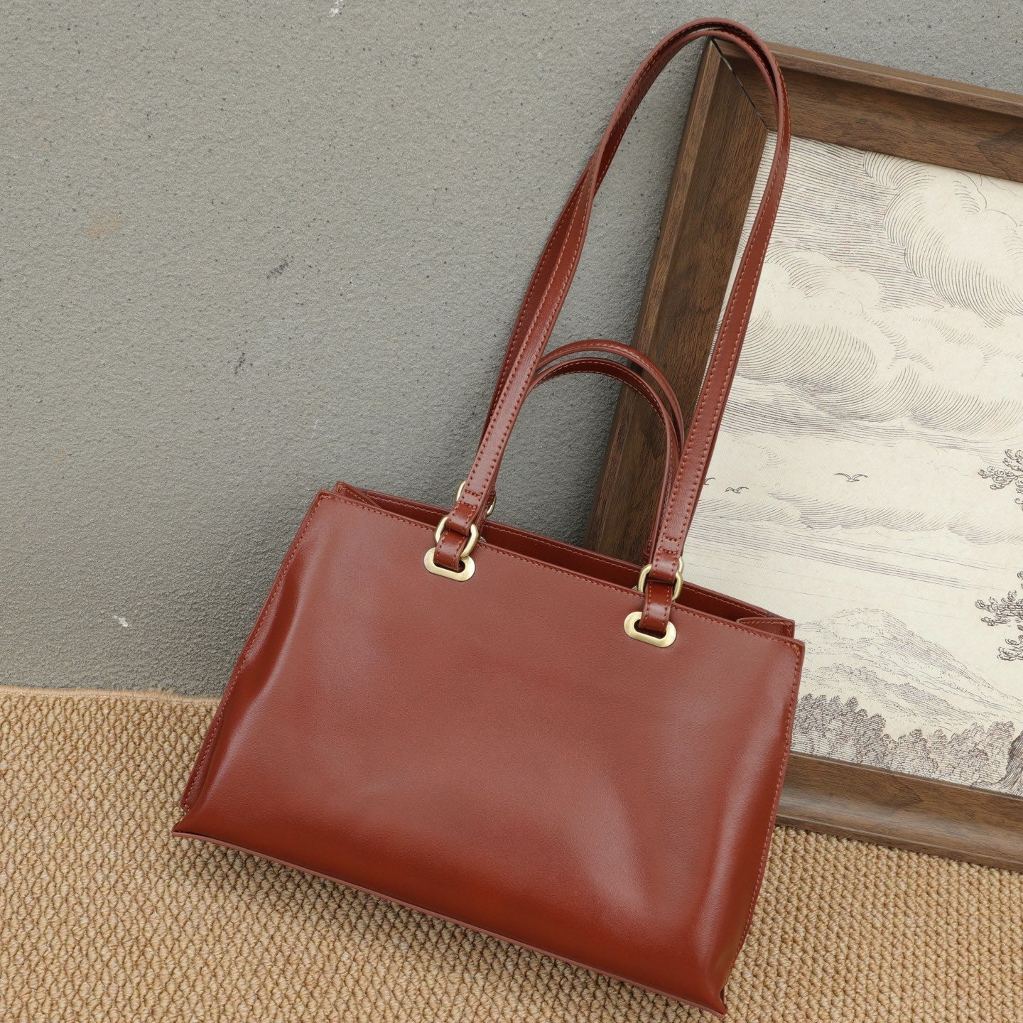 Sac femme cuir véritable en cuir pleine fleur - Tote commuter élégant & versatile - IVOIRART.COM