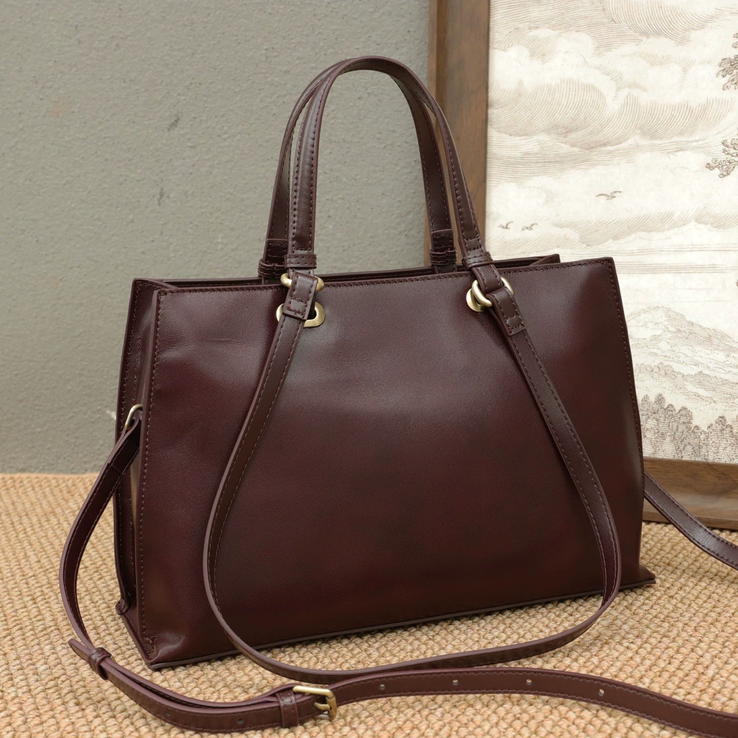 Sac femme cuir véritable en cuir pleine fleur - Tote commuter élégant & versatile - IVOIRART.COM