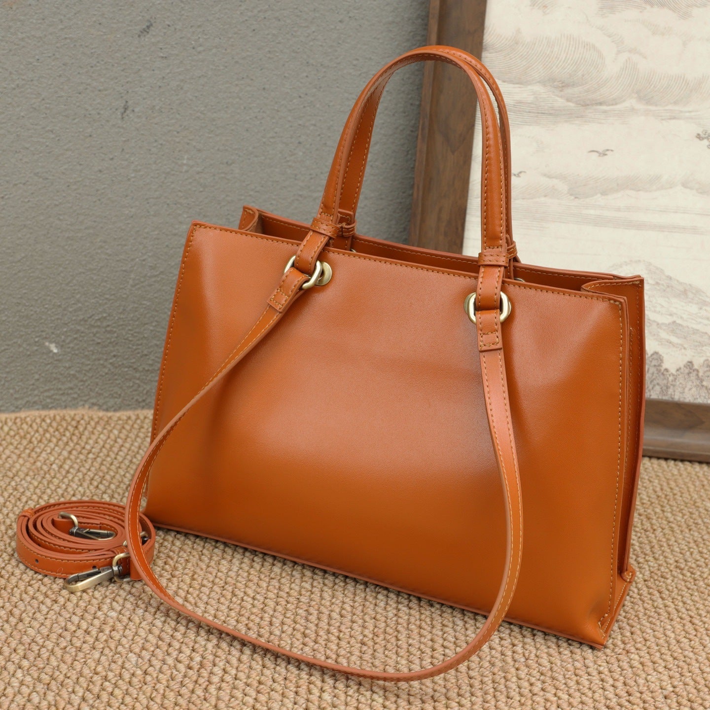 Sac femme cuir véritable en cuir pleine fleur - Tote commuter élégant & versatile - IVOIRART.COM