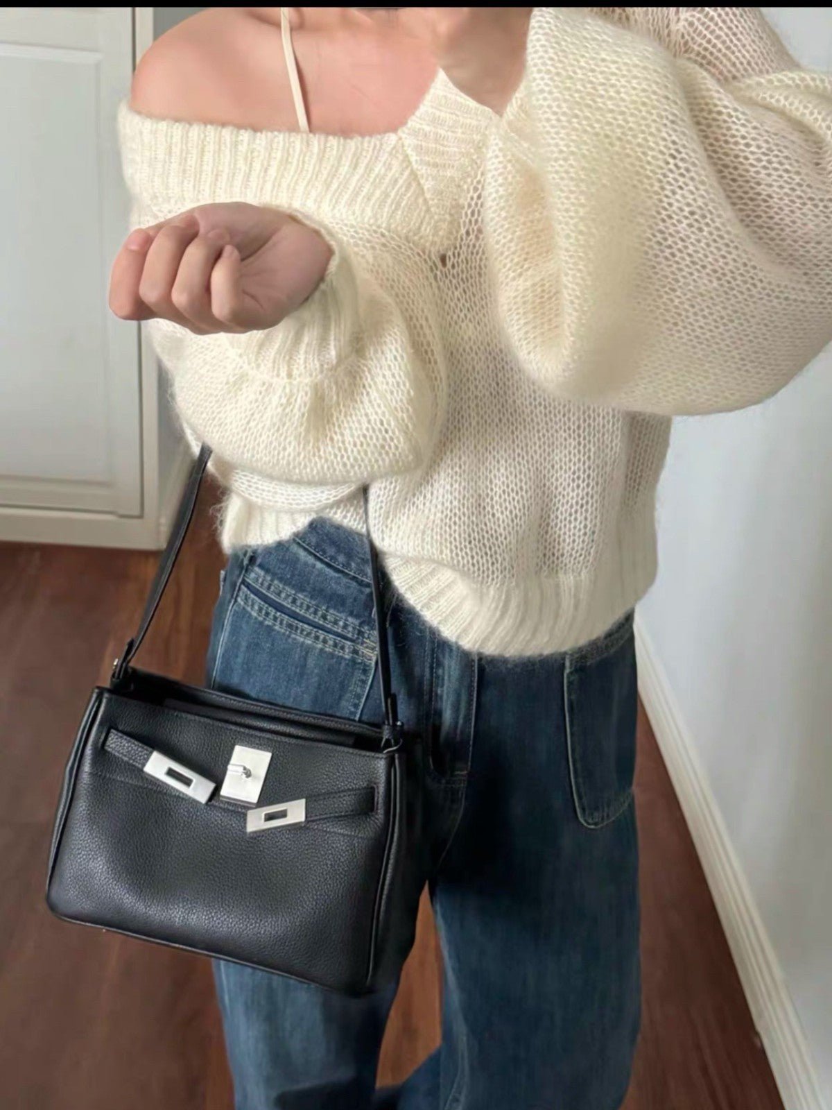 Sac Femme Cuir Véritable Kelly haut gamme vachette, épaule unique, style Birkin. - IVOIRART.COM