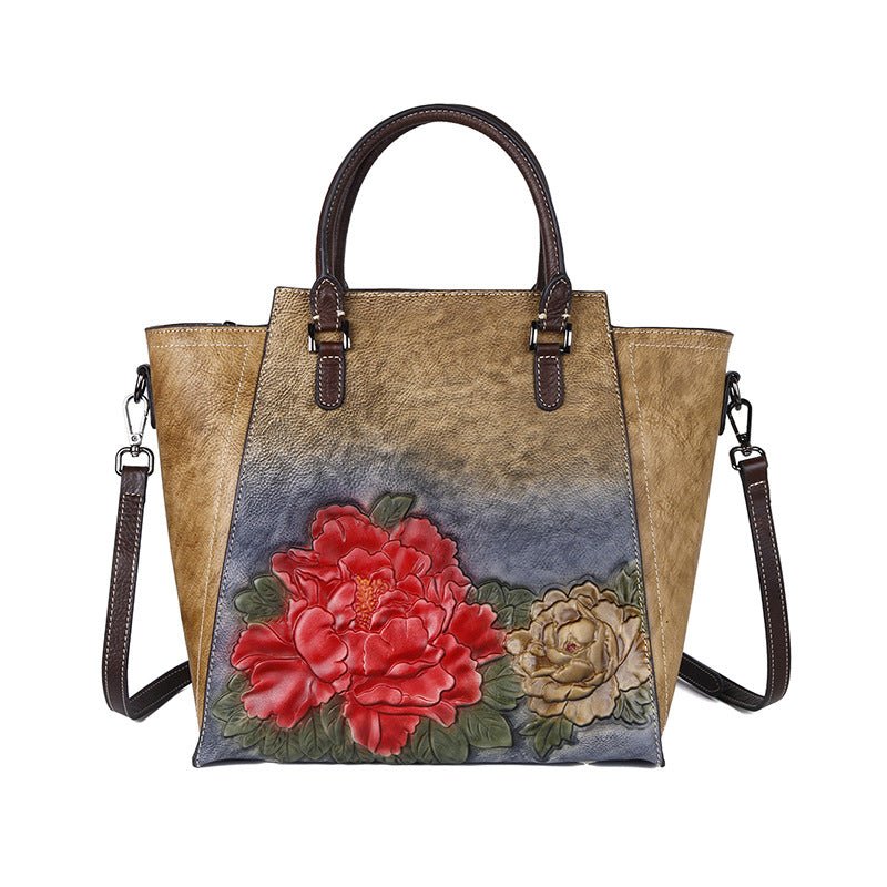 Sac Femme Nouveauté en Cuir Véritable Grain Supérieur Effet Vieilli Multicolore - IVOIRART.COM
