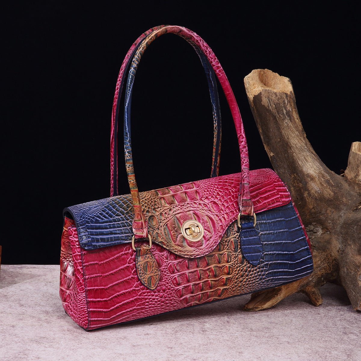 Sac fourre-tout à épaule pour femmes en cuir synthétique motif crocodile brahmin - IVOIRART.COM