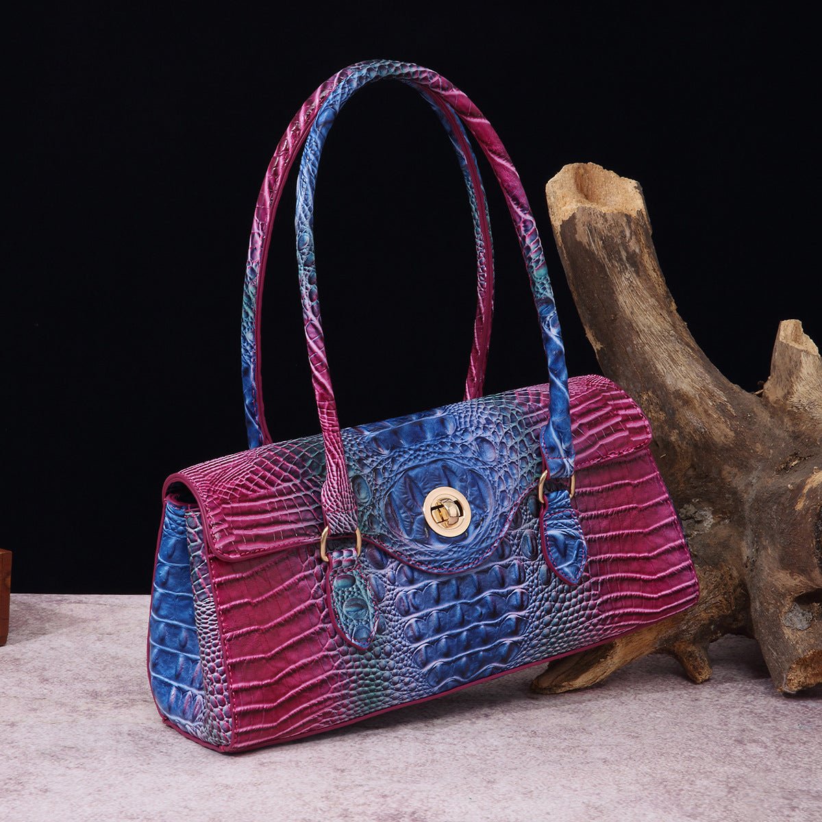 Sac fourre-tout à épaule pour femmes en cuir synthétique motif crocodile brahmin - IVOIRART.COM