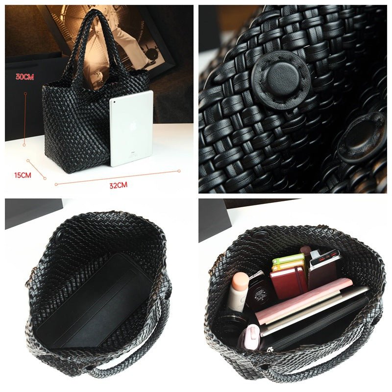Sac fourre-tout en cuir de vachette, grande capacité, bandoulière épaule - IVOIRART.COM