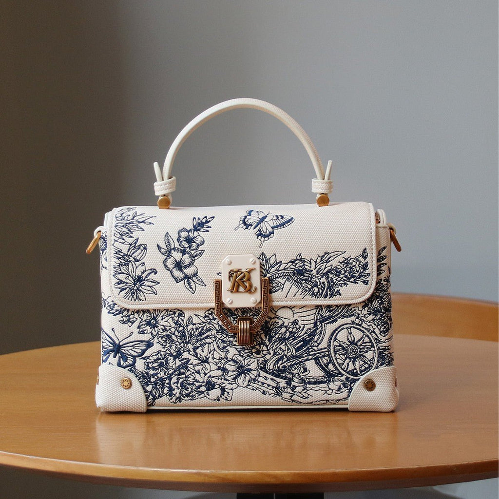 Sac fourre-tout léger de luxe orné de broderies complexes pour femme, à porter épaule ou en bandoulière - IVOIRART.COM