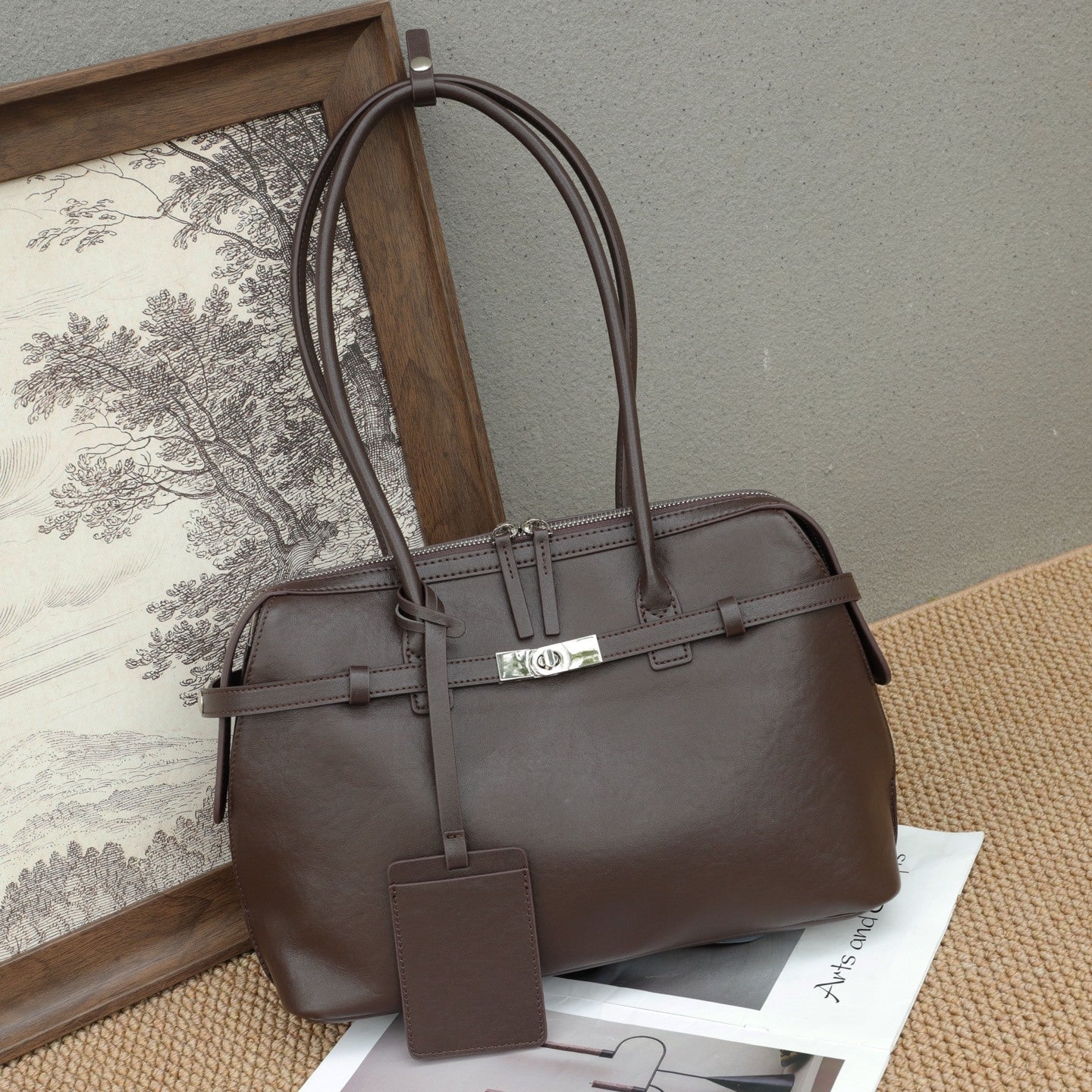 Sac fourre-tout rétro en cuir véritable, grand format, style Europe/Amérique lux - IVOIRART.COM