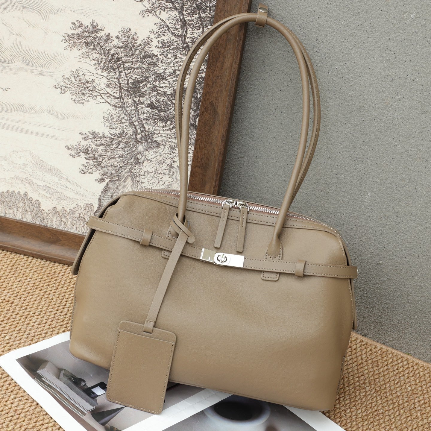 Sac fourre-tout rétro en cuir véritable, grand format, style Europe/Amérique lux - IVOIRART.COM