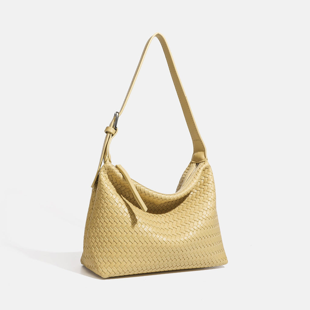 Sac fourre-tout tressé en simili cuir doux à porter sous le bras pour femme chic - IVOIRART.COM