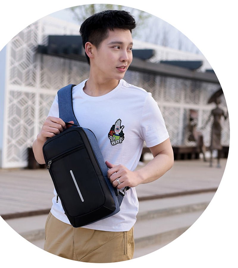 Sac poitrine anti - vol avec chargeur USB intégré pour une mobilité sécurisée - IVOIRART.COM