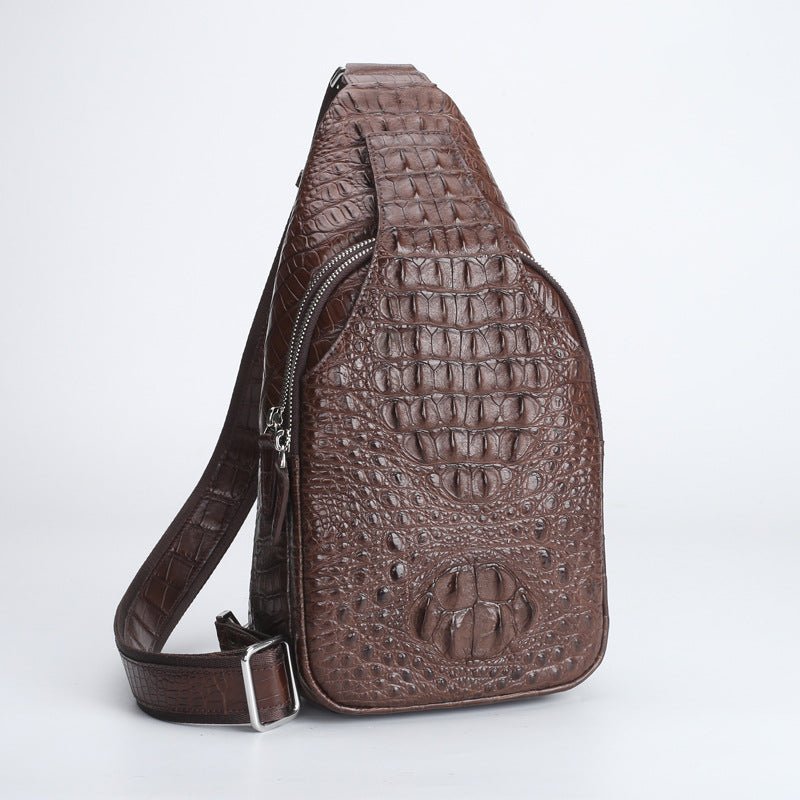 Sac poitrine en cuir pour homme - bandoulière décontractée, grand format noirs. - IVOIRART.COM