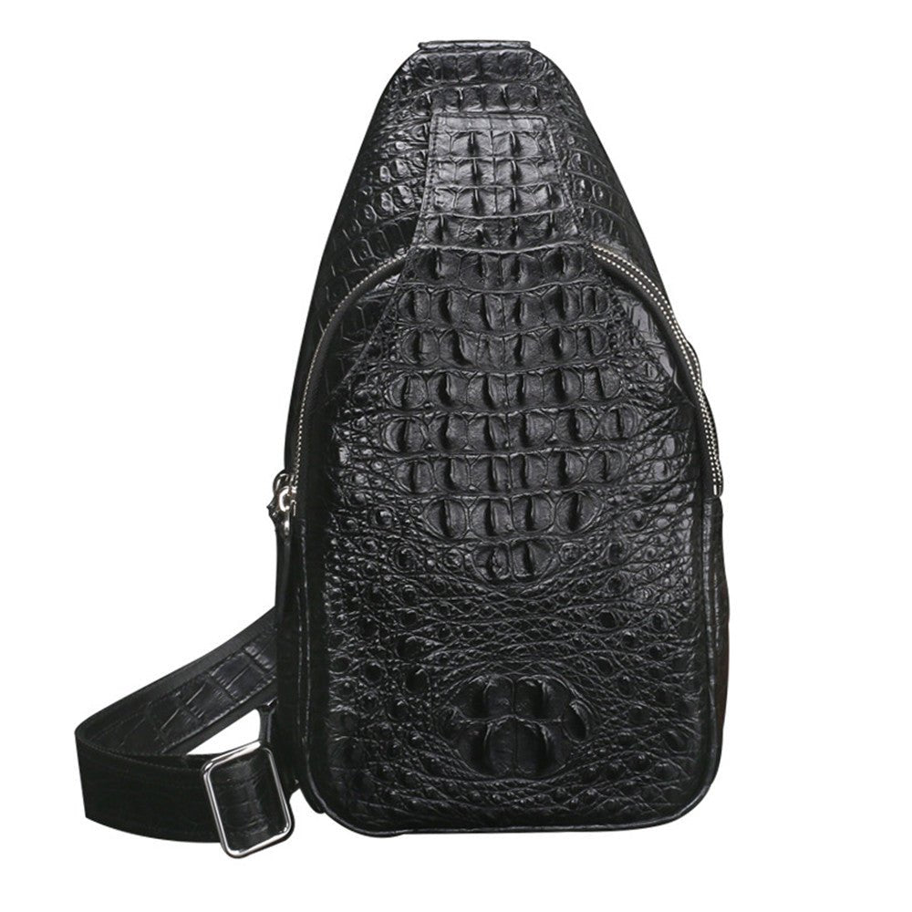 Sac poitrine en cuir pour homme - bandoulière décontractée, grand format noirs. - IVOIRART.COM